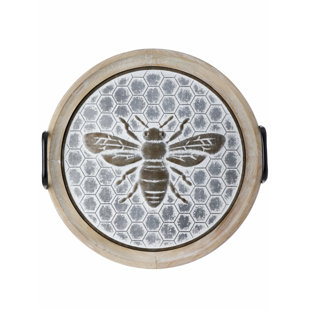 ROSALIND WHEELER Aylaa Wood and Metal Bee Honeycomb Tray