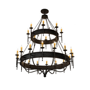 2ND AVE LIGHTING 24 - Light Dimmable Wagon Wheel Chandelier