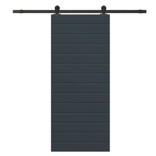 CALHOME Manufactured Wood and Metal Painted Barn Door with Installation Hardware Kit