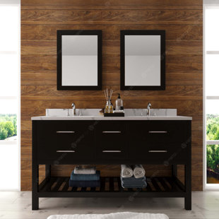 VIRTU USA Caroline Estate 60" Double Bathroom Vanity Set with Mirror