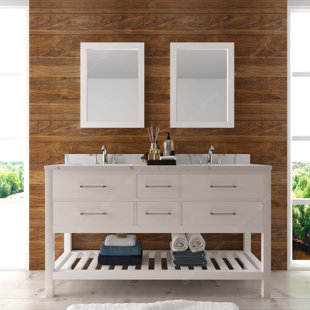 VIRTU USA Caroline Estate 60" W Double Bathroom Vanity Set with Mirror