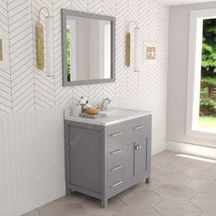 VIRTU USA Caroline Parkway 36" W Single Bathroom Vanity Set with Mirror