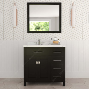 VIRTU USA Caroline Parkway 36" W Single Bathroom Vanity Set with Mirror