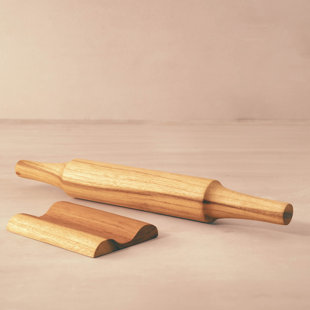India.Curated. Wood Rolling Pin with Stand