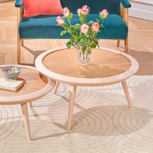 JACQUELINE Large Pink Coffee Table Wooden Circle by Robin Interiors