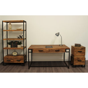 MOTI FURNITURE Anaheim 3 Piece Solid Wood Rectangular Writting Desk Office Set