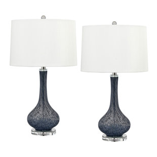 MEDALLION LIGHTING Afragola 28" Dark Blue Swirl Table Lamp (Set of 2)