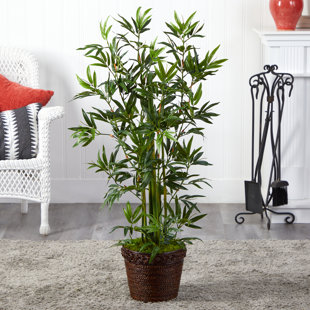 BUNGALOW ROSE 48'' Faux Bamboo Tree in Wood Planter