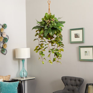 BAY ISLE HOME™ 46'' Faux Fern Plant in Wood Basket