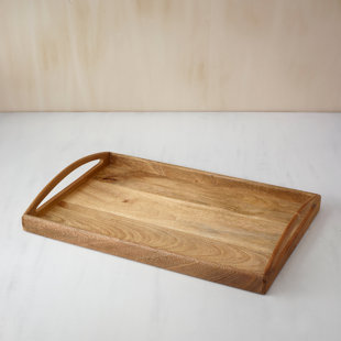 INDIA.CURATED. Teak Wooden Tray / Natural Wood - Pack Of 4 Pcs
