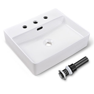 Aquaterior 16.75'' White Ceramic Rectangular Bathroom Sink