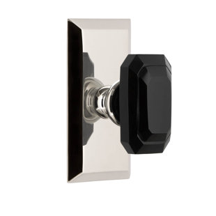 Grandeur Fifth Avenue Short Plate Single Dummy with Baguette Black Crystal Door Knob