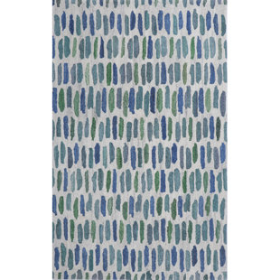 COMPANYC Cayo Hand Tufted PET Indoor/Outdoor Rug in Natural/Green/Blue