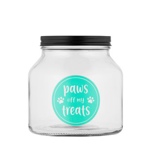 GLOBAL AMICI Paws off My Treats 76 lb Glass Treat Jar