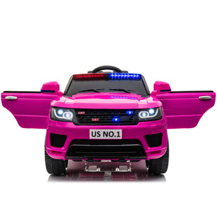 ALLIED PLUSH INC 12V Police Car Ride on Electric Car for Kids Battery Powered Ride-on Toys Cop Cars with Remote Control, Siren, Flashing Lights, Music, Spring Suspension