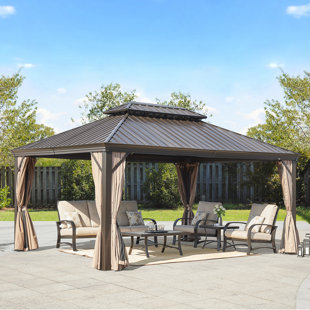 PEAK HOME FURNISHINGS Hardtop 16 Ft. W x 12 Ft. D Metal Patio Gazebo