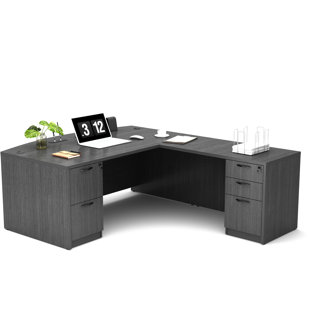 INBOX ZERO Negin 66.93'' L-Shaped Office Executive Desk with File Cabinets
