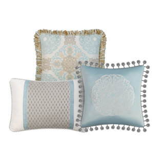 WATERFORD BEDDING Jonet Fringe Reversible Throw Pillow (Set of 3)