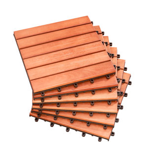 MORE4HOME Anwyll 12" x 12" Eucalyptus Interlocking Deck Tile in Reddish Brown