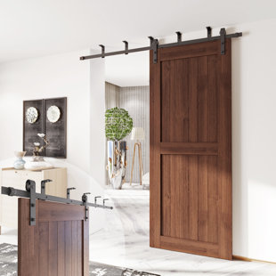 HOMACER Ceiling Mount Black Rustic Classic Design Non-Bypass Single Track One Door Hardware Kit (Door Not Included)