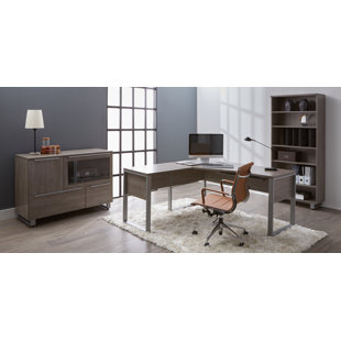 HAAKEN FURNITURE Ose 4 Piece L-Shape Writing Desk Office Set
