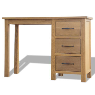 MILLWOOD PINES Desk with 3 Drawers Solid Oak Wood 41.7" x 15.7" x 29.5"