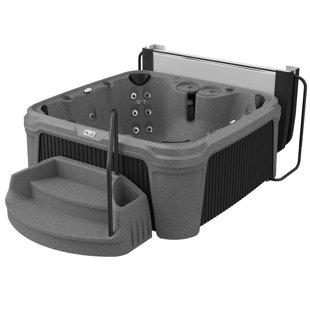 AQUAREST SPAS, POWERED BY JACUZZI® PUMPS AquaRest DayDream 3500 Ensemble 7-Person 35-Jet Plug & Play Hot Tub with Ozonator, LED Waterfall, Stainless Steel Heater, Step, Cover Lifter and Ice Bucket