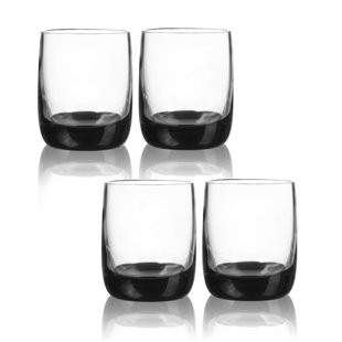 Qualia Glass Ebony 4 - Piece 12oz. Glass Whiskey Glass Glassware Set (Set of 4)