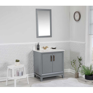 ADORN VANITY Fabia 30'' Free-standing Single Bathroom Vanity with Quartz Vanity Top & Mirror
