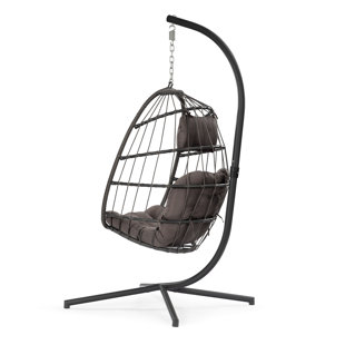 NFUSION Gary Outdoor/Indoor Faux Wicker Hanging Swing with Stand