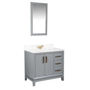 ADORN VANITY Fabia 36'' Free-standing Single Bathroom Vanity with Quartz Vanity Top & Mirror