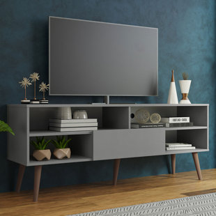 MADESA Modern TV Stand with 1 Door and 4 Shelves with Cable MANAGEMENT for 55, 65 Inch Media Storage Media Console Living Room and Bedroom Entertainment Center Wooden Television Cabinet