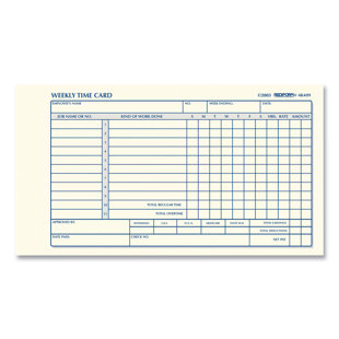 REDIFORM OFFICE PRODUCTS Employee Time Card