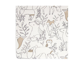 CRANE BABY Ezra Woodland Animals Fitted Crib Sheet, 100% Cotton, Brown and White, Soft and Durable