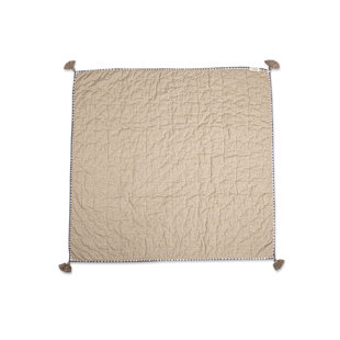 Ezra Beige Handmade 100% Cotton Baby Quilt for Baby Nursery, Crane Baby