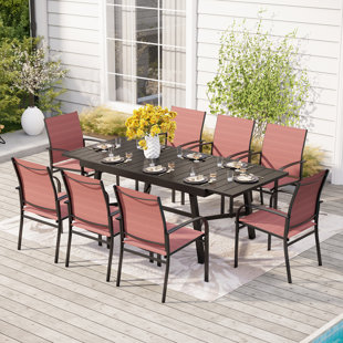 ALPHAMARTS Rectangular 8 - Person Outdoor Dining Set