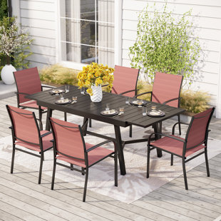 ALPHAMARTS Rectangular 6 - Person Outdoor Dining Set