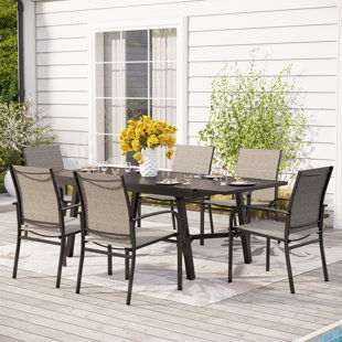ALPHAMARTS Rectangular 6 - Person Outdoor Dining Set