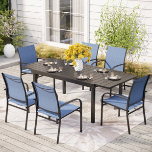 ALPHAMARTS Rectangular 6 - Person Outdoor Dining Set