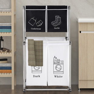 OAK DECOR BLAZE Laundry Sorter 4 Sections - Divided Dirty Clothes Laundry Hamper Vertical Laundry Sorter Organizer