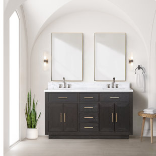 LEXORA 60'' Bathroom Vanity with Carrara Marble Top with Mirror