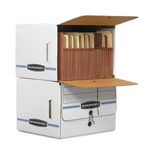 BANKERS BOX® Side-Tab Files, Letter, 15-1/4 x 13-1/2 x 10-3/4, White/Blue, 12/Ctn