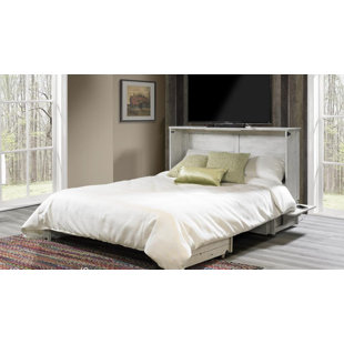 PYPER MARKETING LLC Queen Solid Wood Storage Murphy Bed with Mattress and Power Outlets