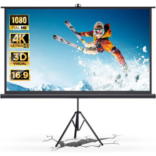 BOMAKER Thramono Projector Screen with Stand, 100'' Indoor Outdoor Projection Screen for Family Home Theater