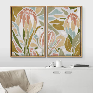 IDEA4WALL Abstract Botanical " Tropical Monstera Leaf Colorful Collage Nature Wilderness " 2 - Pieces