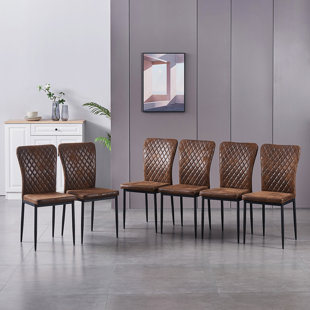 LATITUDE RUN Lelanya Suede Upholstered Dining Chair (Set of 6)