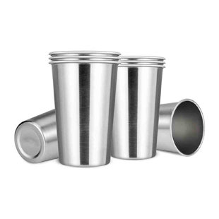 QXXSJ 8pcs, Silver 304 Stainless Steel Premium Stainless Steel Mug, 16 Oz Pint Mug (Set of 8)