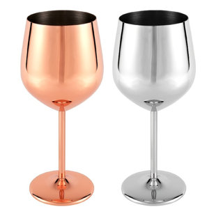 QXXSJ 2 - Piece 16oz. Stainless Steel Red Wine Glass Stemware Set (Set of 2)
