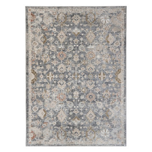 BUNGALOW ROSE Sandrah Traditional Bordered Premium Polyester Performance Area Rug