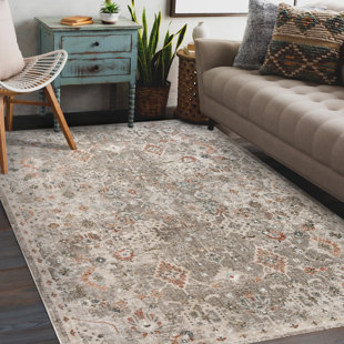 BUNGALOW ROSE Sandrah Traditional Bordered Premium Polyester Performance Area Rug